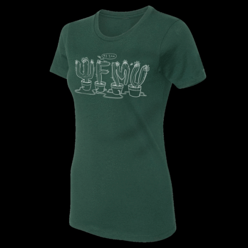 The Grand Prize: WFMU's Cactus Crew T-Shirt (shown in women's cut; men's cut also available)