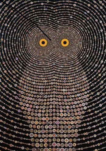 Art by Fred Tomaselli (and in memory of Barry, the Central Park Barred Owl)