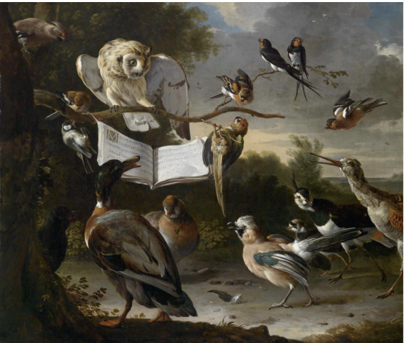 Melchior d’Hondecoeter, a concert of birds, 1670