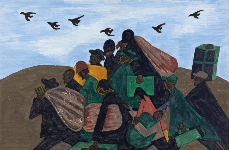 migration series panel 3 by Jacob Lawrence