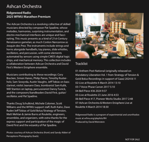 Ashcan Orchestra, Ridgewood Radio Premium credits