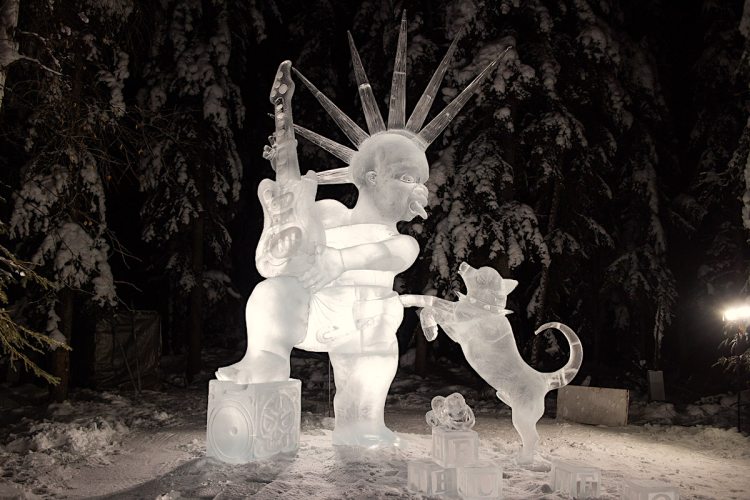 "The Wild Child", World Ice Art Championships in Fairbanks, Alaska 2023. 13 feet tall.