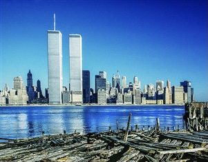 The Twin Towers from Jersey City 1977