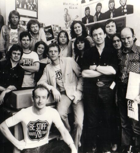 Dave Robinson and the Stiff Records staff in 1979
