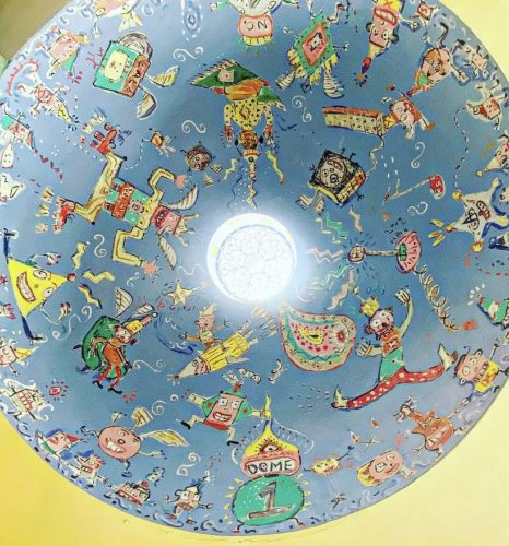 Fifth floor ceiling dome, as painted by Hamish Kilgour (photo via @WFMU's Twitter feed)