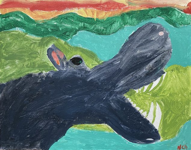 Hippo by listener Noli, Age 8. send your art to doubledip@wfmu.org and I'll send you a Double Dip Recess Magnet