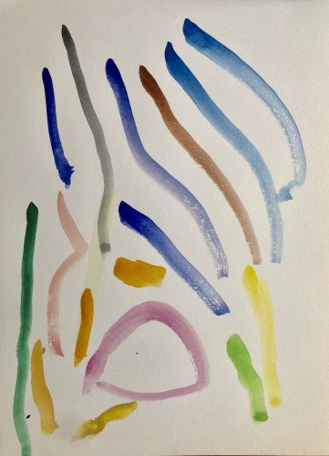 Watercolor by Ajax, age 4. Email your original art to <b>doubledip@wfmu.org</b> to have it featured!
