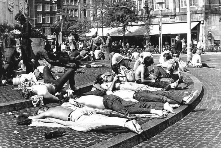 Hippies on the Dam Square, Amsterdam '70's